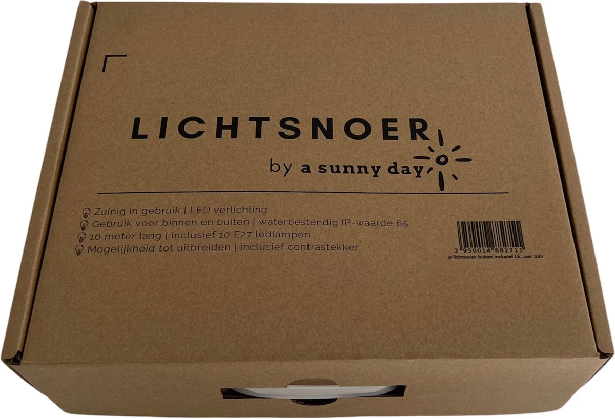 A Sunny Day Lichtsnoer Buiten - 10 Meter Inclusief 10 LED Lampen - 10 Meter Lichtsnoer Voor Buiten + 2 Meter Aansluitsnoer - Prikkabel - Priklicht - Lichtsnoer - 10 LED Lampen - E27 Fitting - Verlengbaar - Lichtsnoer Binnen - Afbeelding 11