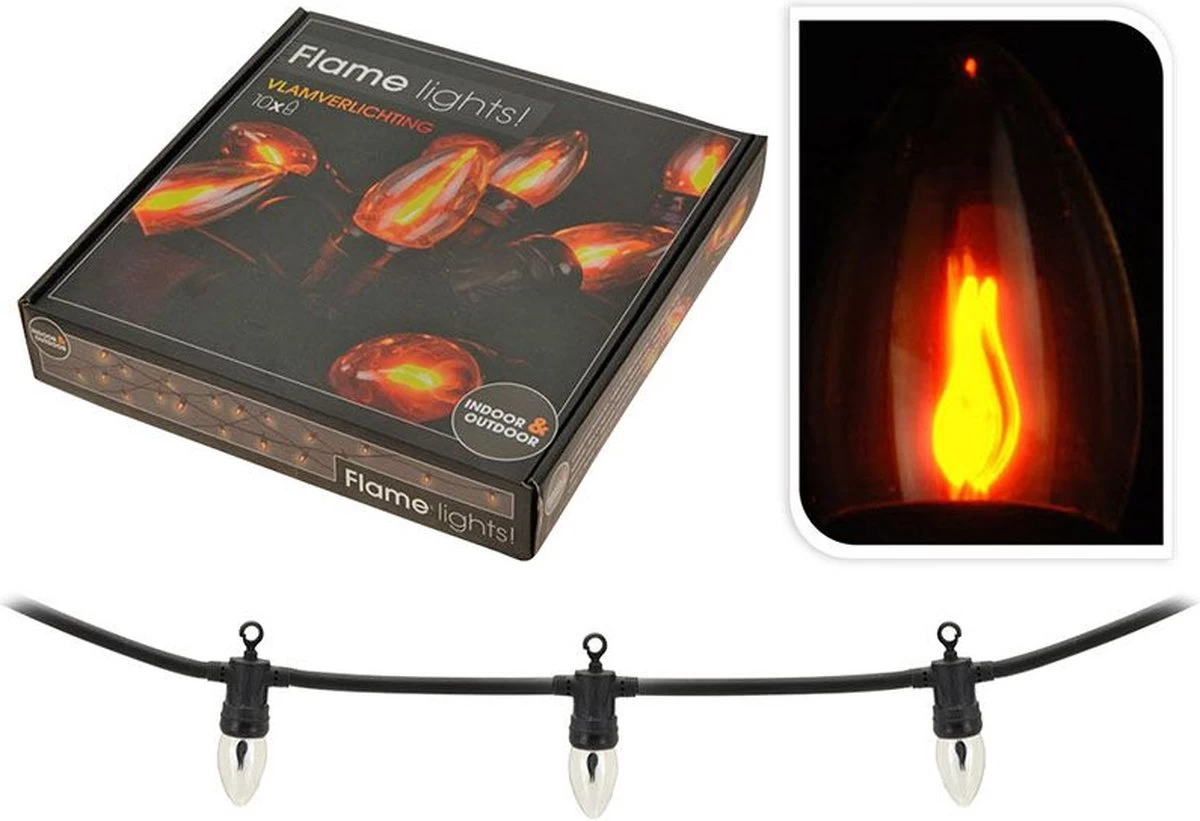 Merkloos Sprookjesverlichting 3,6 M Met 10 Bollen Warm Wit Vlameffect - Afbeelding 3