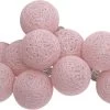 Atmosphera LED Feestverlichting Land Balletjes Roze - Lichtslingers Katoen - Cotton Ball - 10 Ballen - Dia 6 Cm - Guirlande