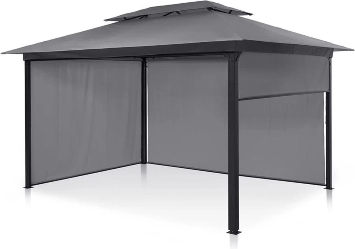 Blumfeldt Grandezza Cortina Tuinpaviljoen , 6 X6 Cm Stalen Frame Met Poedercoating , Overdekt Oppervlak Van 3 X 4 Meter , Polyester