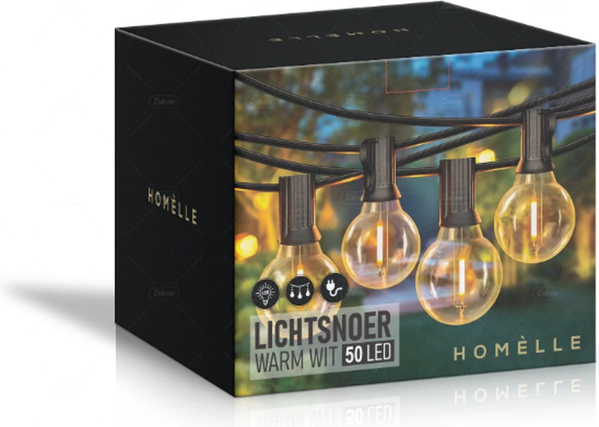 Homèlle Lichtsnoer 50 LED - 15 Meter - Warm-wit - Tuinverlichting - Kerstverlichting - Buitenverlichting - Lichtslinger - Lampjes Slinger - Transparant - Afbeelding 5