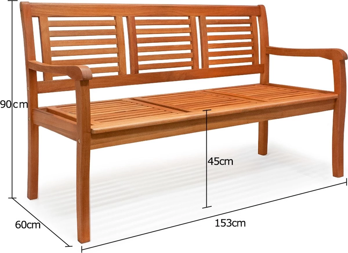 Casaria Tuinbank - FSC®-Gecertificeerd Eucalyptushout - 153cm Bruin - Afbeelding 8