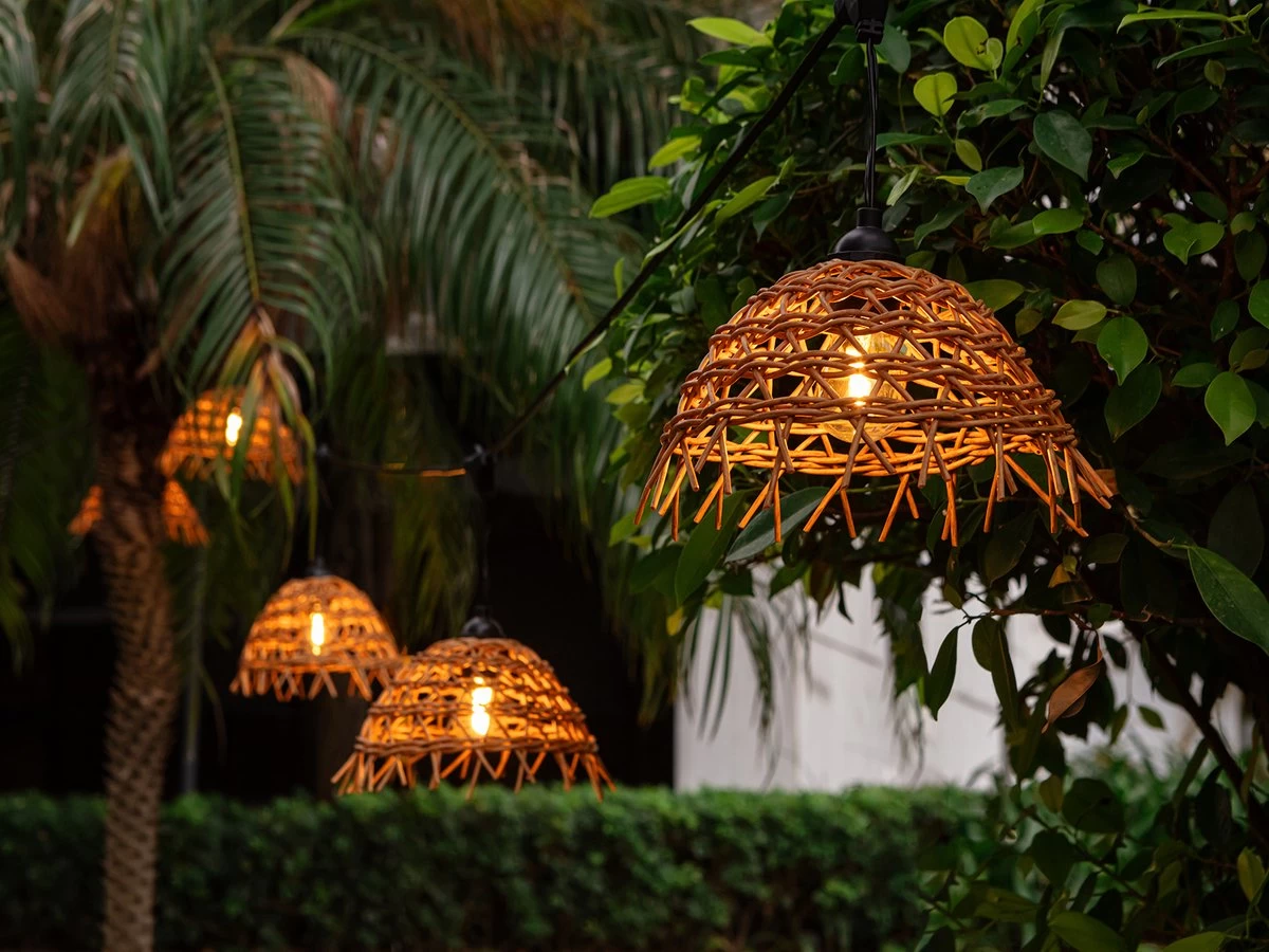 Føro Boho LED Lichtsnoer - 10 M - 10 Lampen Warm Wit - 10 Gevlochten Lampenkapjes - Afbeelding 3