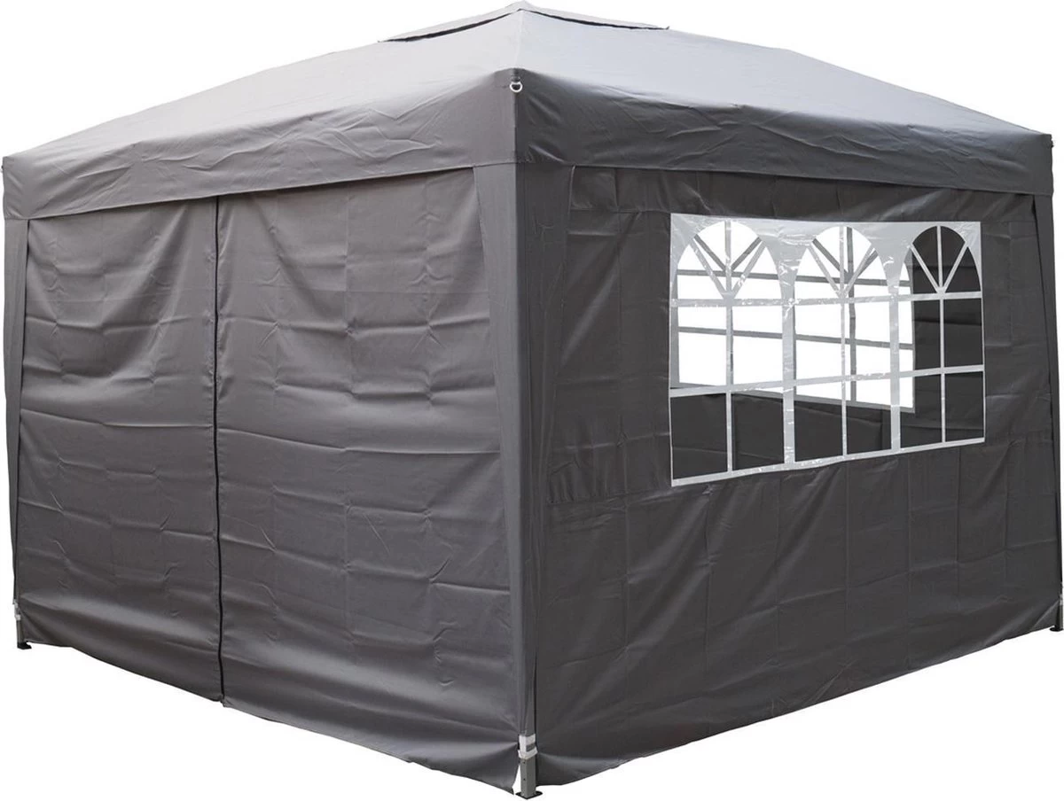 Garden Royal Partytent 3x3m Easy Up Grijs Met 4 Zijwanden