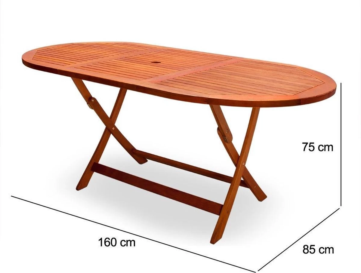 Merkloos Tuintafel Acaciahout - 160x85x75cm - FSC-gecertificeerd - Afbeelding 8