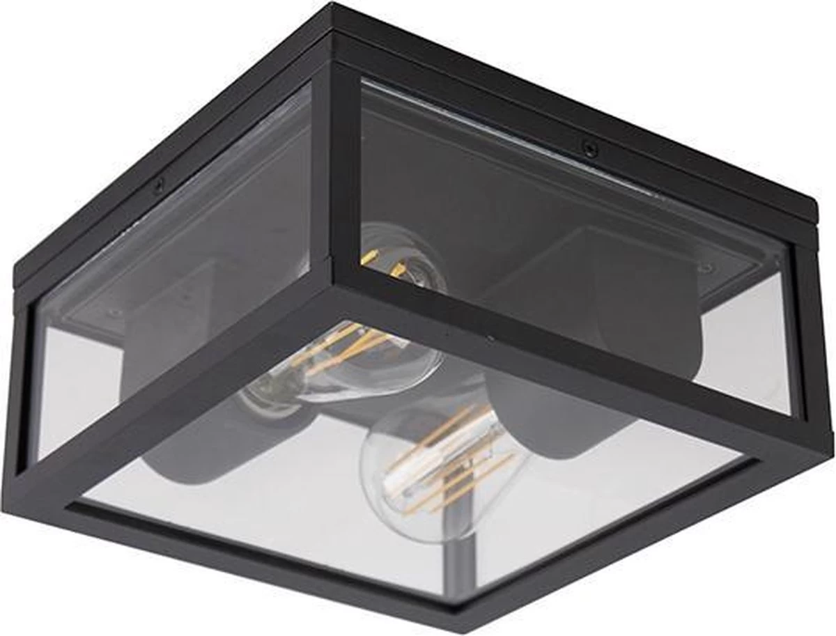 QAZQA Charlois - Design Plafondlamp Voor Buiten - 2 Lichts - L 24 Cm - Zwart - Buitenverlichting - Afbeelding 10