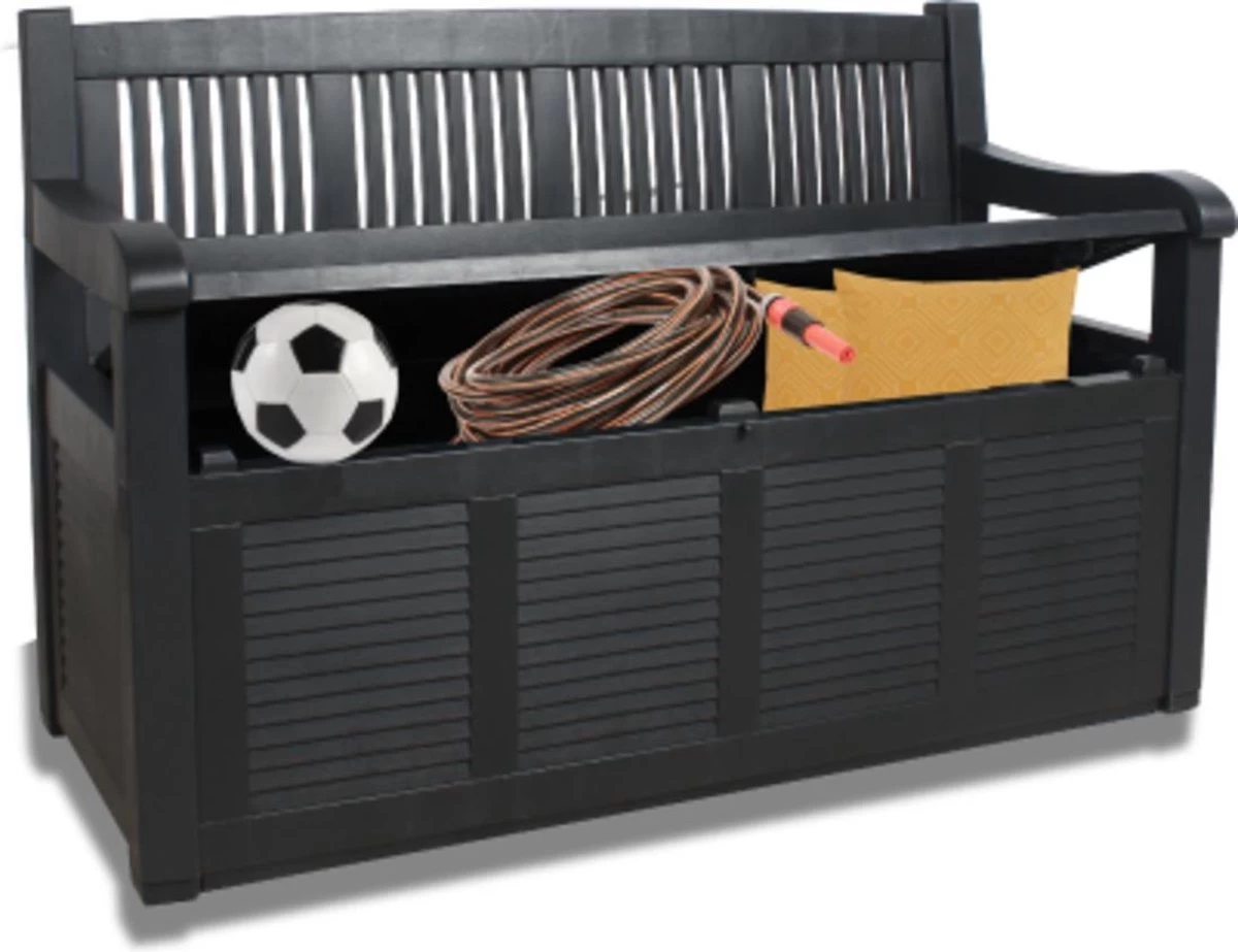 Merkloos Opbergbank Van Kunststof | 130 X 60 Cm | Antraciet - Afbeelding 7