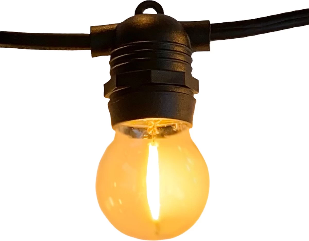 A Sunny Day Lichtsnoer Buiten - 10 Meter Inclusief 10 LED Lampen - 10 Meter Lichtsnoer Voor Buiten + 2 Meter Aansluitsnoer - Prikkabel - Priklicht - Lichtsnoer - 10 LED Lampen - E27 Fitting - Verlengbaar - Lichtsnoer Binnen - Afbeelding 2