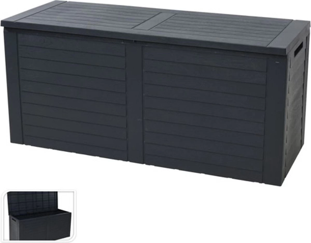 KOOPMAN Kussenbox - Tuinkist - Opslagbox - 240 Liter - Met Verzonken Handgrepen - 115x45x53CM - Zwart