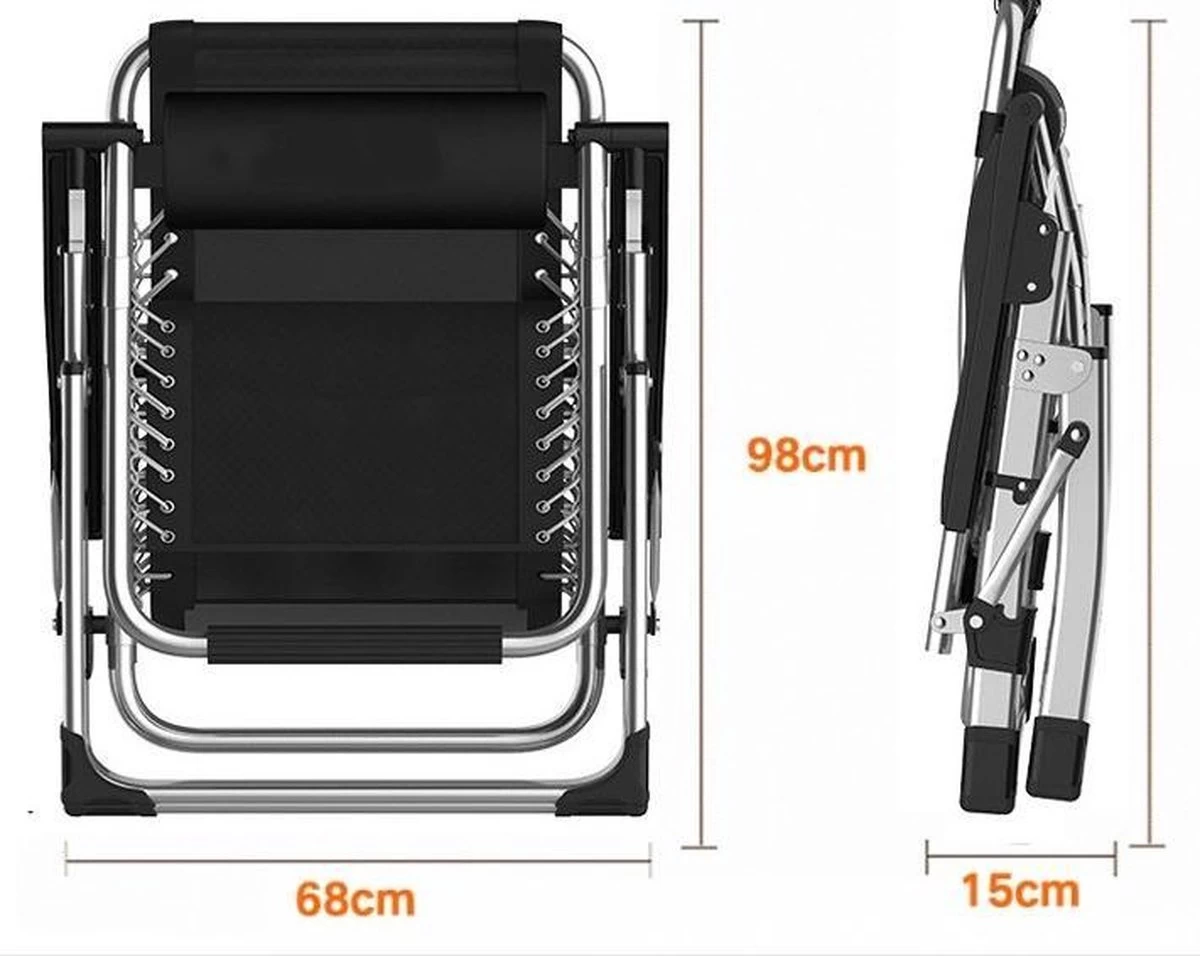 Brulo - Ligstoel Tuin - Ligstoelen - Strandstoel Opvouwbaar - Tuinstoel - Incl Tafel En Hoofdkussen - Afbeelding 11