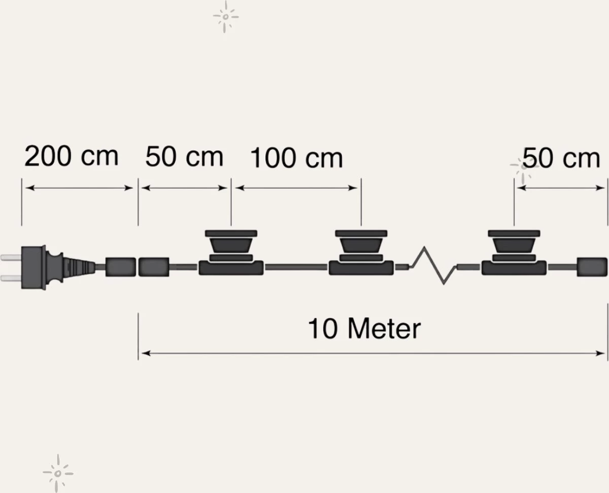 A Sunny Day Lichtsnoer Buiten - 10 Meter Inclusief 10 LED Lampen - 10 Meter Lichtsnoer Voor Buiten + 2 Meter Aansluitsnoer - Prikkabel - Priklicht - Lichtsnoer - 10 LED Lampen - E27 Fitting - Verlengbaar - Lichtsnoer Binnen - Afbeelding 9