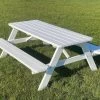 Goedkopepicknicktafels.nl | Witte XL Picknicktafel | Tuintafel 6 Persoons | Wit Gespoten Gedroogd Grenen Hout!