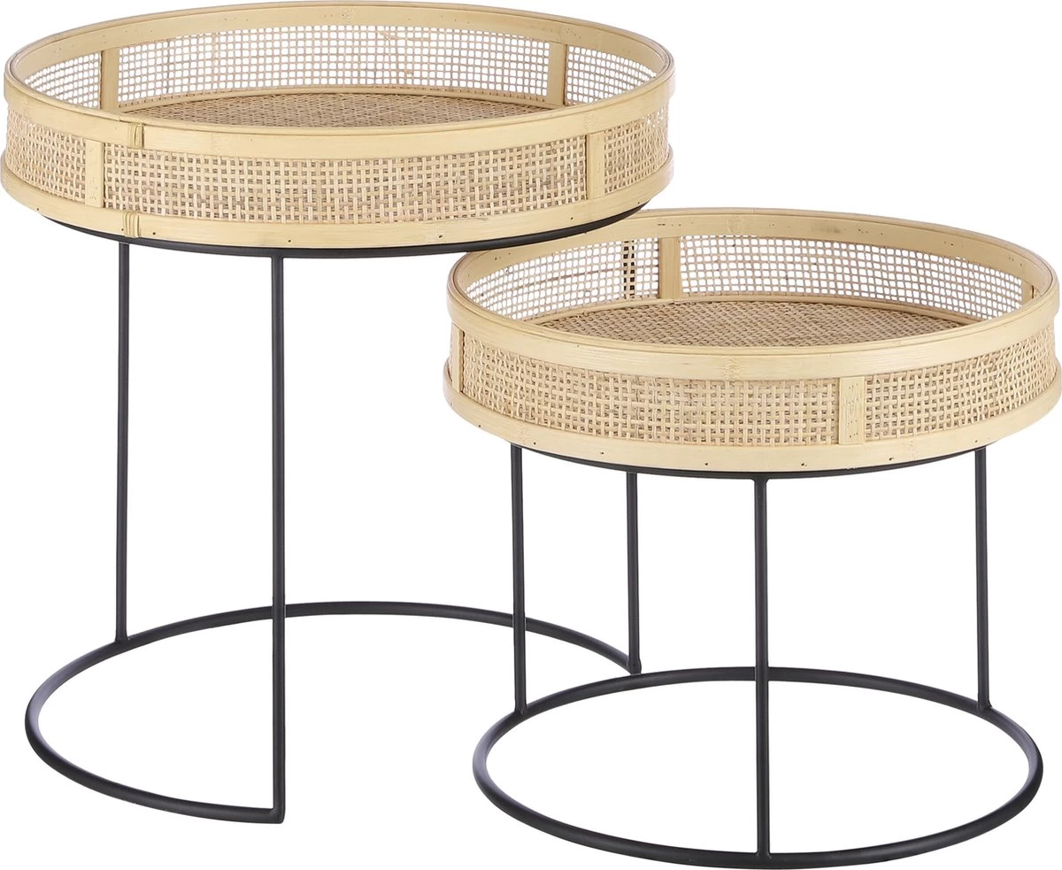 Mica Decorations Leandro Bijzettafel - Set Van 2 - H45 X Ø45 Cm - Zwart - Afbeelding 8