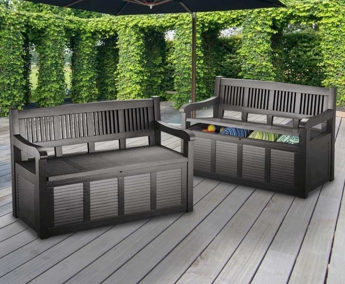 Merkloos Opbergbank Van Kunststof | 130 X 60 Cm | Antraciet - Afbeelding 5