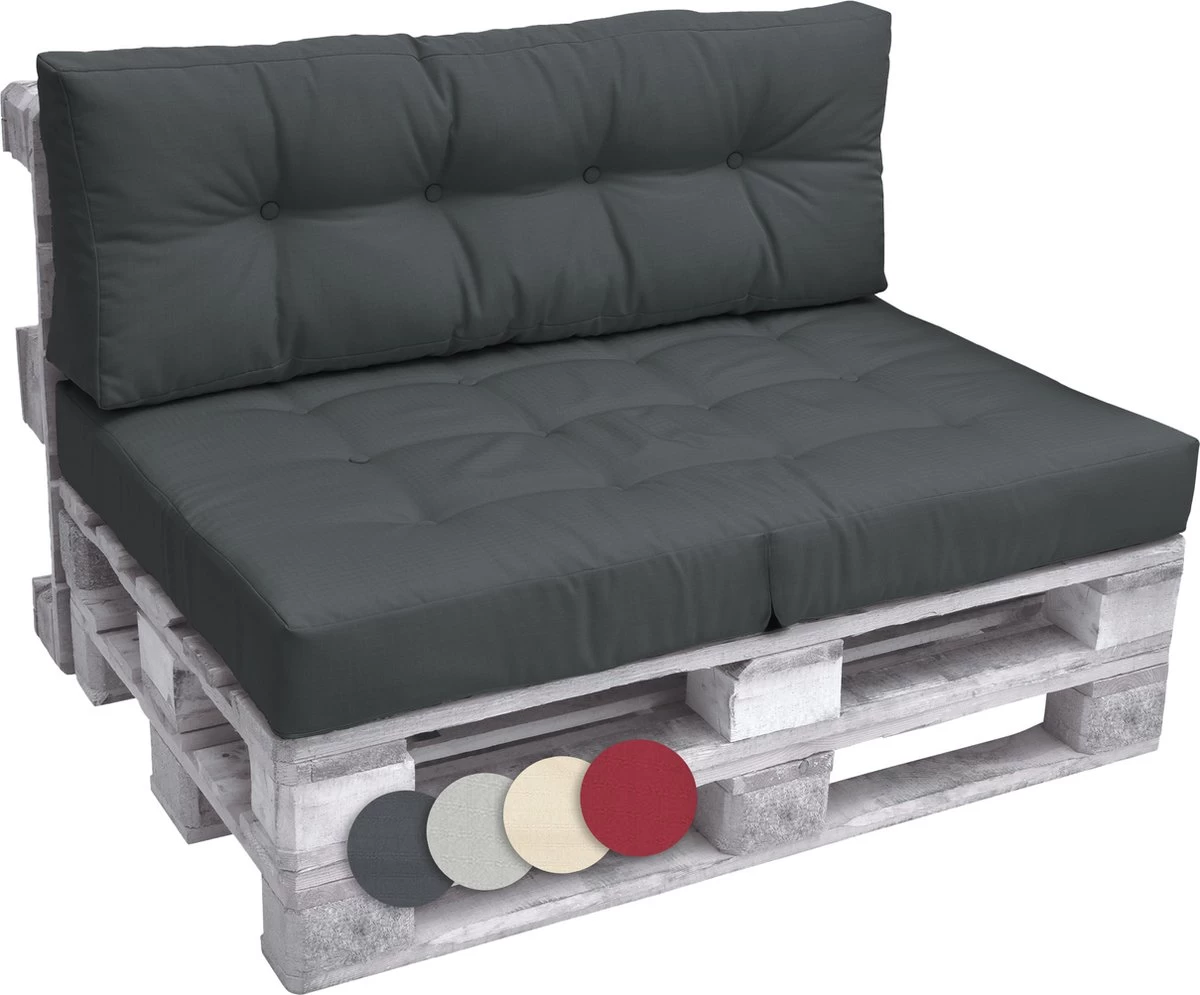 Beautissu Eco Elements Palletkussen – Rugkussen 120x40x15 Cm Voor Palletbank - Kussen Graphiet Grijs - Palletkussens In Matraskussen Kwaliteit