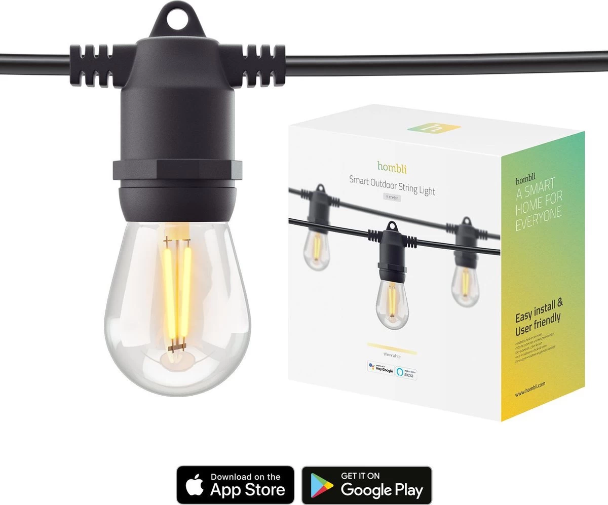 Hombli Smart Outdoor String Light 5m – Lichtsnoer Voor Buiten – Sfeerverlichting Voor In De Tuin, Balkon En Terras – Weerbestending IP65 - Afbeelding 15