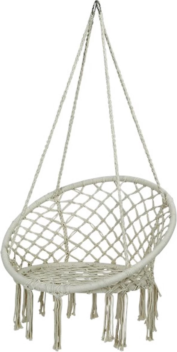 Macramé Hangstoel Beige - Beige Hangstoel - Hangstoel Touw - Hangstoel - Tot 110KG - Eenpersoons Hangstoel - Hang Stoel 1 Persoon - Hangstoel Voor Binnen - Hangstoel Zonder Standaard - Hangstoel Buiten - Afbeelding 3