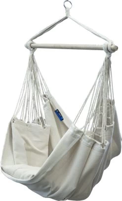 Potenza® Hangstoel – RUIM & COMFORTABEL - Binnen Of Buiten - 130x160 Cm - Belastbaar Tot 150 Kg - Incl. Bevestigingset Buiten – Creme