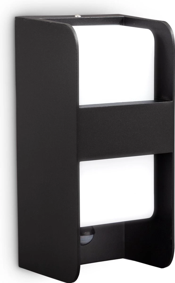 B.K.Licht - Buiten Wandlamp - Met Bewegingssensor - Middenbalk - Voor Buiten - Netstroom - Metalen - Rechthoekige - Zwarte Wandlampen - Met 1 Lichtpunt - IP44 - Buitenverlichting - Buitenlamp - E27 Fitting - 25.5x12x10 Cm - Excl. Lichtbron