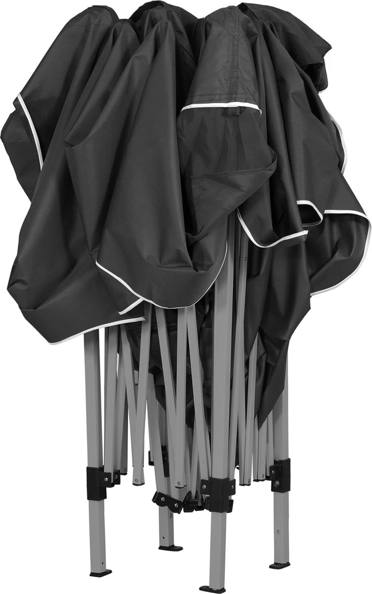 Easy Up Partytent - Partytent - Paviljoen - Partytent Opvouwbaar - Partytent 3x3 - Partytent Met Zijwanden - Inclusief Trolley - Waterdicht - UV 50+ Bescherming - Met Ramen - 16 Kg - Staal - Antraciet - 300 X 300 Cm - Afbeelding 2