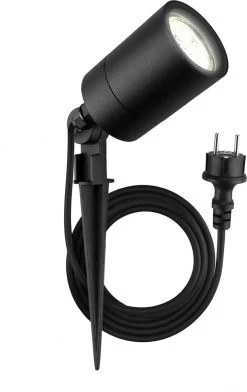 Ledvion IP65 - LED Prikspot - GU10 Fitting - 2 Meter Kabel Met Stekker - Zwart