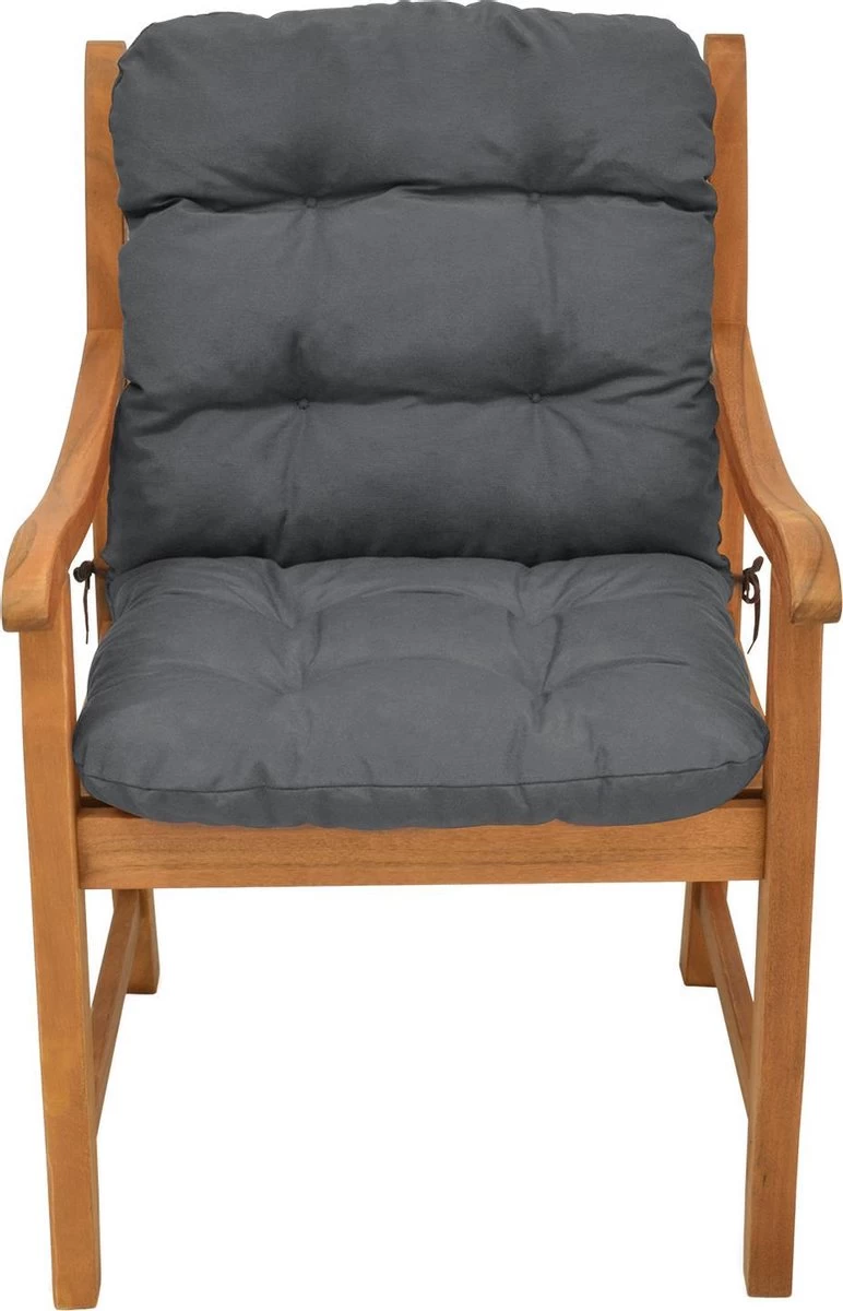 Beautissu Flair NL – Set Van 2 Tuinkussen Lage Rug Antraciet – 100x50 Cm – Zitkussen Matraskussen Voor Tuin Meubelen - Afbeelding 4