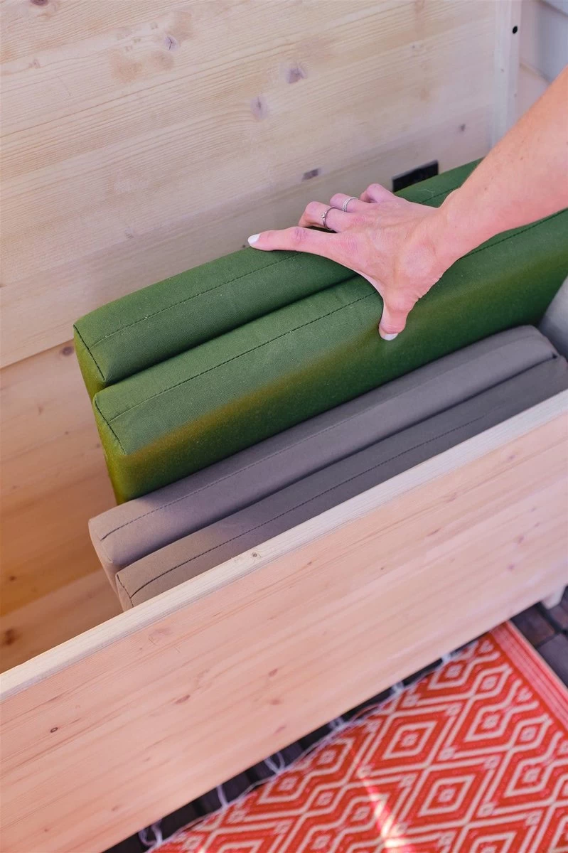 Balkonset 3in1: Bank | Tafel | Opbergruimte. Hout, Medium 95cm. - Afbeelding 4