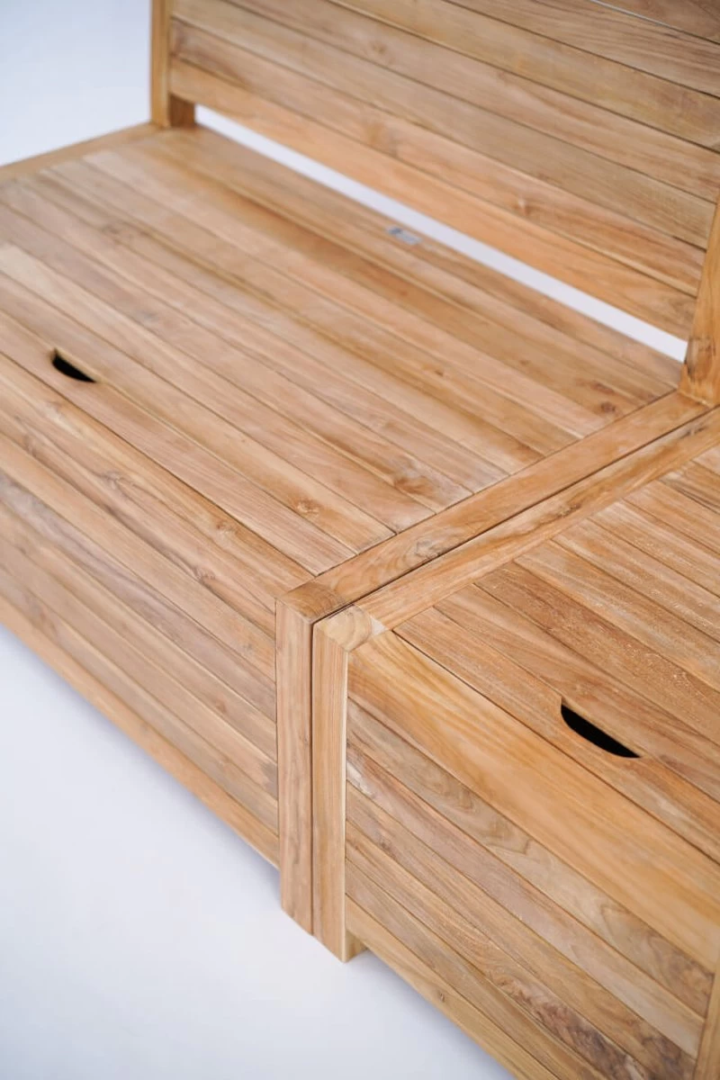 Kleine Teakhouten Tuinbank Met Opbergruimte - 100 X 60 X 90 Cm - Duurzaam Teakhout - Blijft Strak En Mooi - Sterke Constructie Om Lang Mee Te Gaan - Afbeelding 3