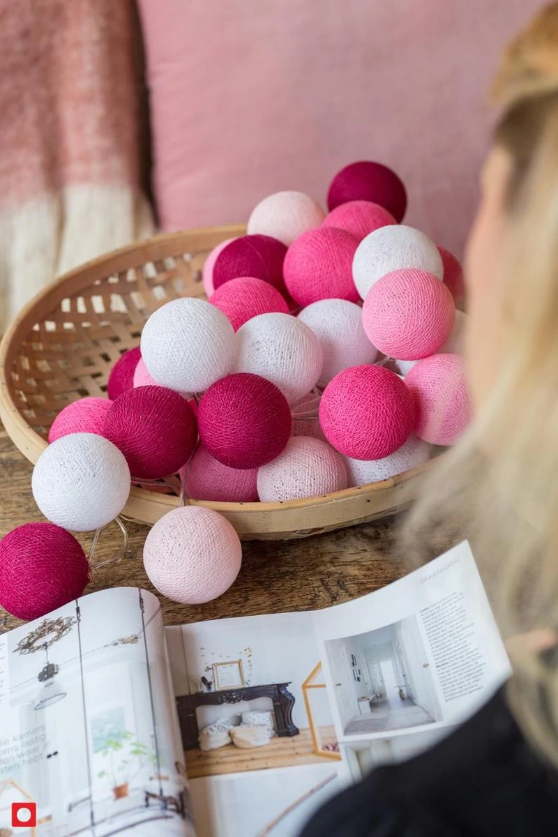 Cotton Ball Lights Lichtslinger Pink 20 Lampjes Lus - Afbeelding 8