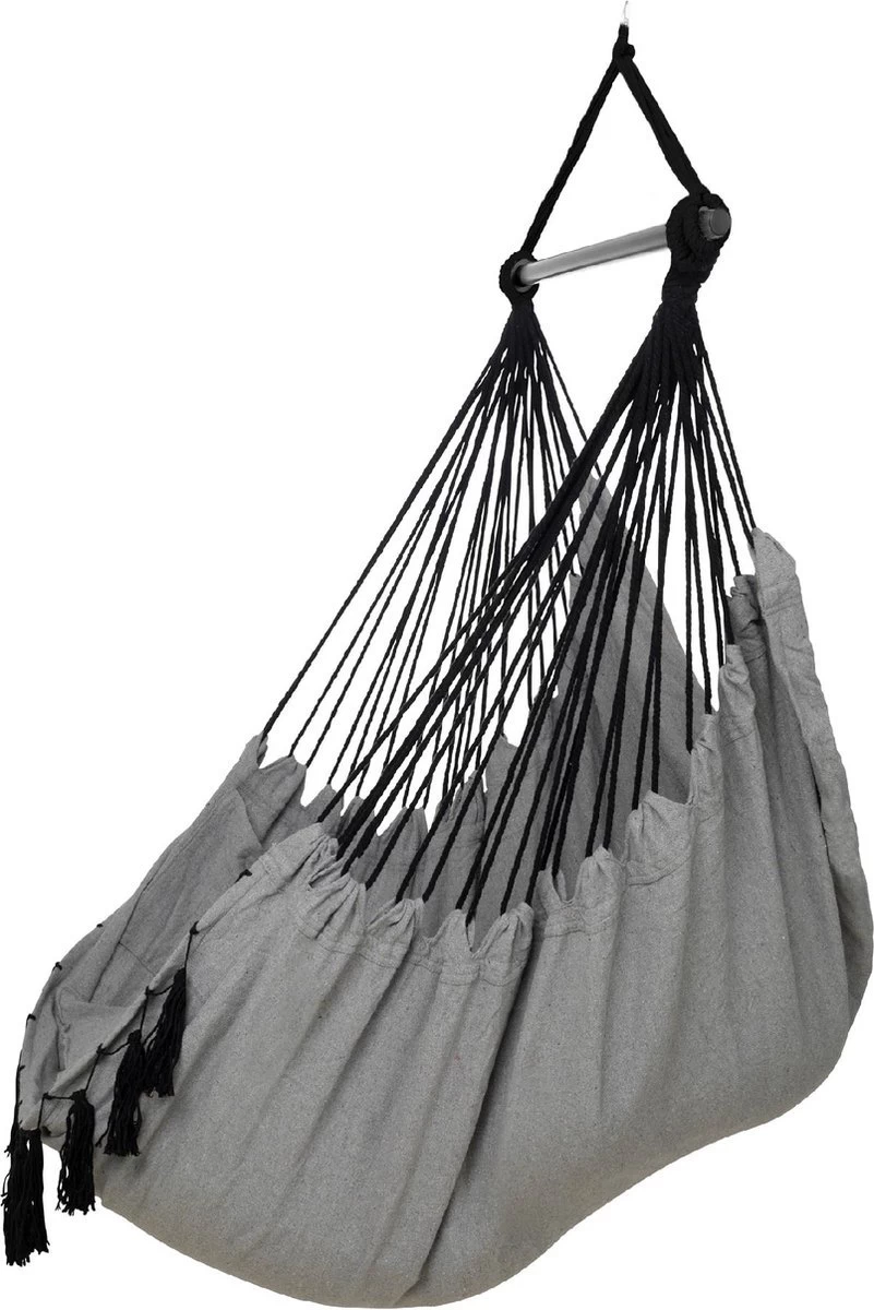 Vita5 XXL Hangstoel | Binnen&Buiten Hangnest | Incl. 2 Kussens En Boekenvak | Volwassenen&Kinderen | Hangmatstoel Tot 225kg | Grijs - Afbeelding 11