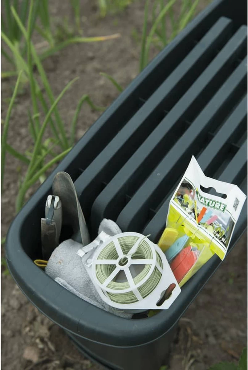 Nature - Tuinkruk 2-in-1 - Tuinzit/-knielkruk - Tuin Werkbank - Grijs - H34 X 66 X 25cm - Afbeelding 5