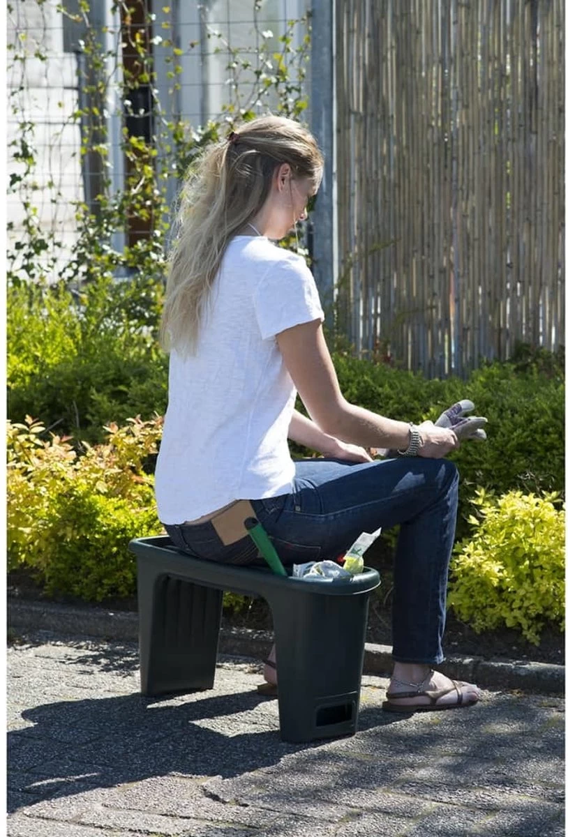 Nature - Tuinkruk 2-in-1 - Tuinzit/-knielkruk - Tuin Werkbank - Grijs - H34 X 66 X 25cm - Afbeelding 7