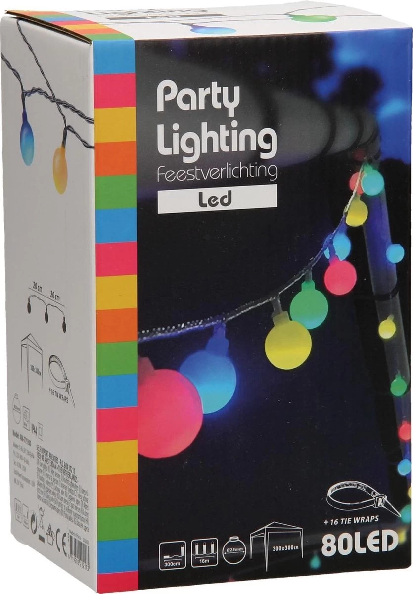 LED Multicolour Feestverlichting Prikkabel - 80 Lampen - 16 Meter - IP44 - Afbeelding 9