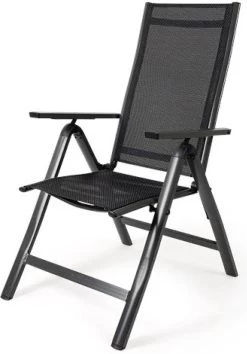 Tuinstoel 7 Standen, Inklapbaar, Aluminium Frame, Textileen Zitting En Rugleuning