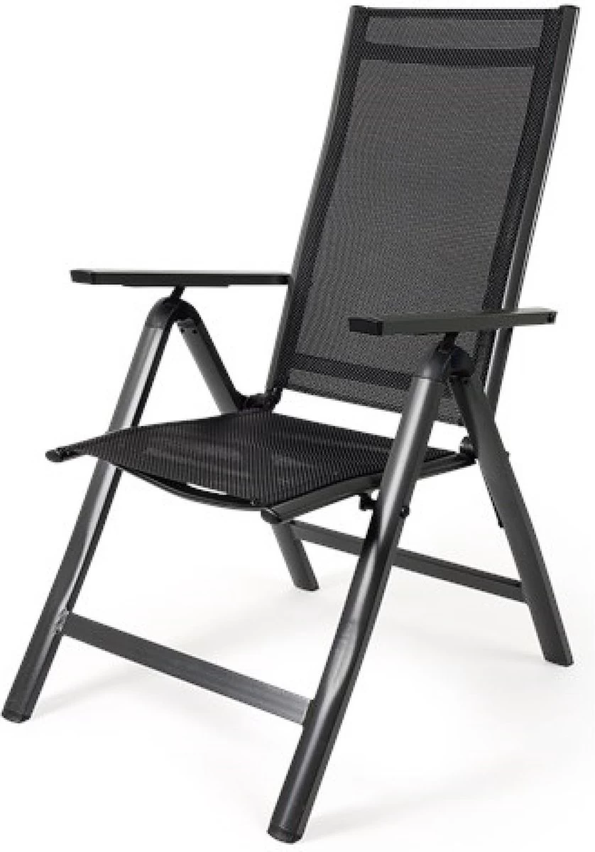 Tuinstoel 7 Standen, Inklapbaar, Aluminium Frame, Textileen Zitting En Rugleuning