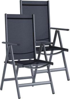 Tuinstoel Standenstoel Aluminium Antraciet 7 Standen Per 2 Stuks