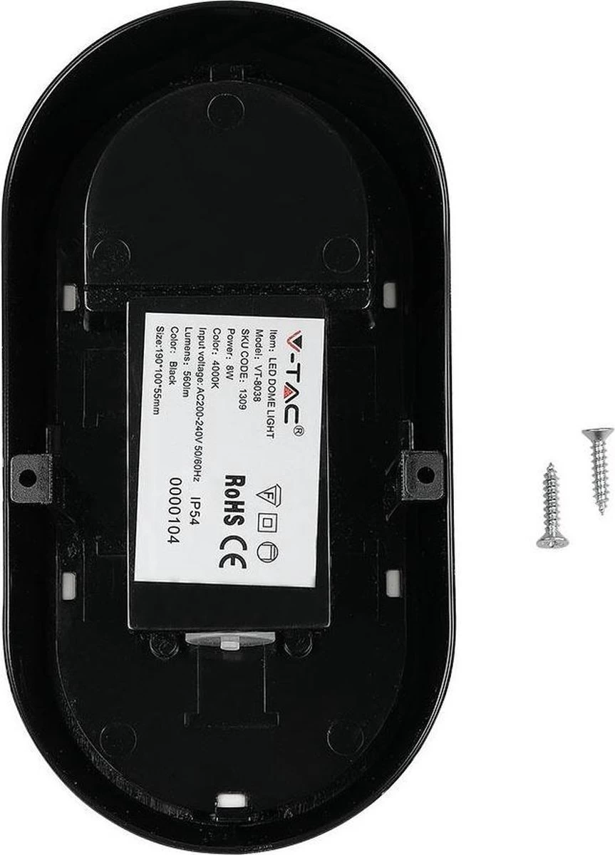 V-Tac Zwarte Ovale LED Plafondlamp Klein - Afbeelding 10