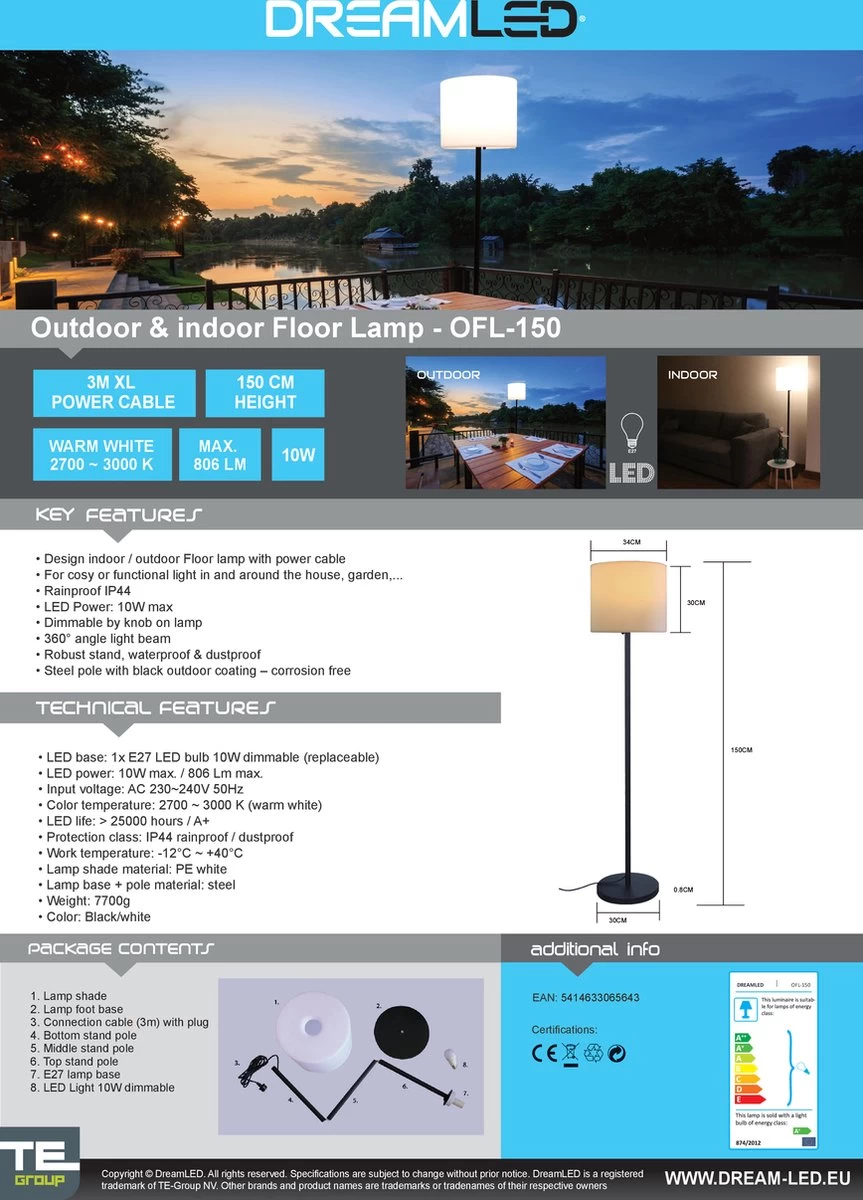 Dreamled Indoor/Outdoor Floor Lamp - Afbeelding 2