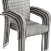 Casaria Polyrattan Tuinstoelen – 4 Stuks Stapelbaar – Grijs