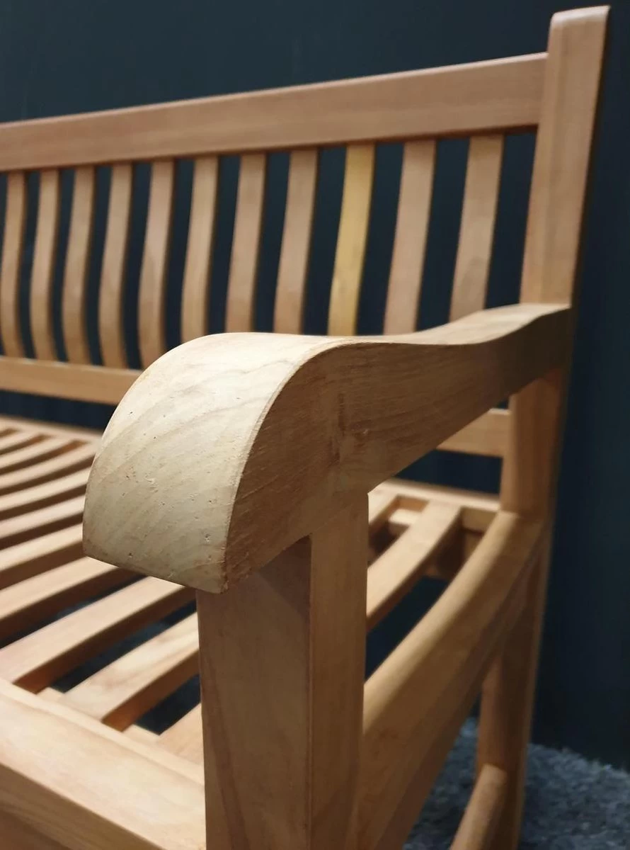 Merkloos TIERRA | Tuinbank Van Teak Comfort Plus + | 150 Cm - 3-Persoons / 3-Zits | Naturel / Original | BONANY Luxe | Geschuurd & Olie Op Waterbasis | Klassiek & Traditioneel | Stevig | Tuinzetel | Bank Voor Tuin - Afbeelding 4