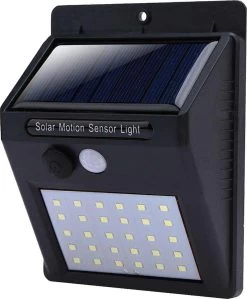Merkloos Automatische Solar LED Lamp - 30 LED - Zonne-energie - Beweging Sensor - Tuinverlichting - Zwart